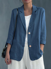 Women's loose-fit blazer with two buttons and roll-up sleeves