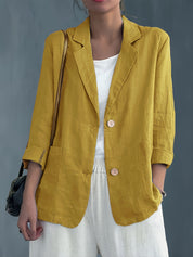 Women's loose-fit blazer with two buttons and roll-up sleeves
