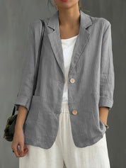 Women's loose-fit blazer with two buttons and roll-up sleeves
