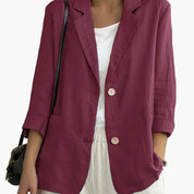 Women's loose-fit blazer with two buttons and roll-up sleeves