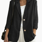Women's loose-fit blazer with two buttons and roll-up sleeves