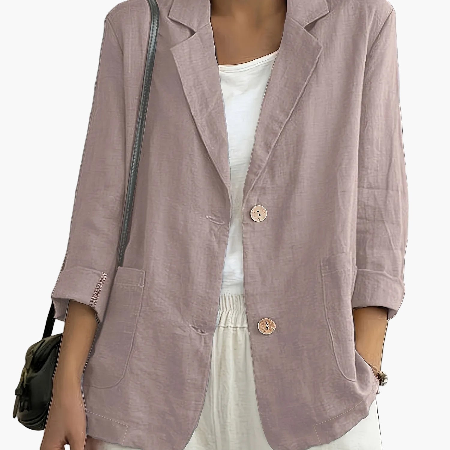 Women's loose-fit blazer with two buttons and roll-up sleeves