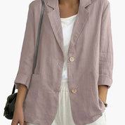 Women's loose-fit blazer with two buttons and roll-up sleeves