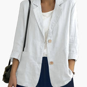 Women's loose-fit blazer with two buttons and roll-up sleeves
