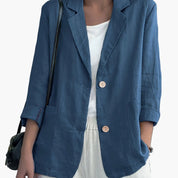 Women's loose-fit blazer with two buttons and roll-up sleeves