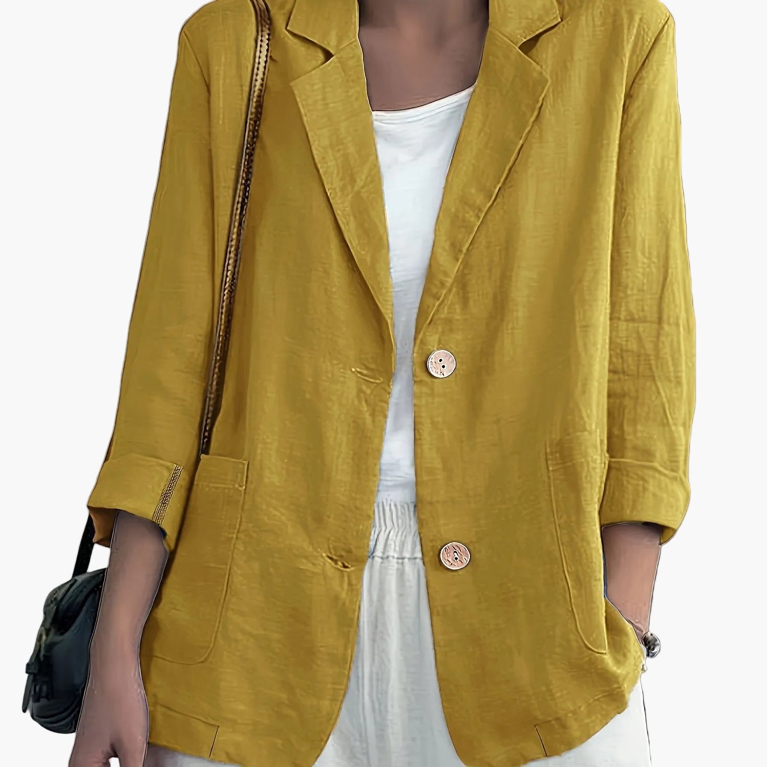 Women's loose-fit blazer with two buttons and roll-up sleeves