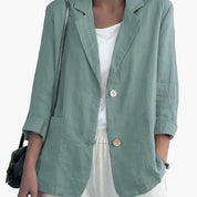 Women's loose-fit blazer with two buttons and roll-up sleeves