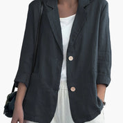 Women's loose-fit blazer with two buttons and roll-up sleeves