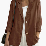 Women's loose-fit blazer with two buttons and roll-up sleeves
