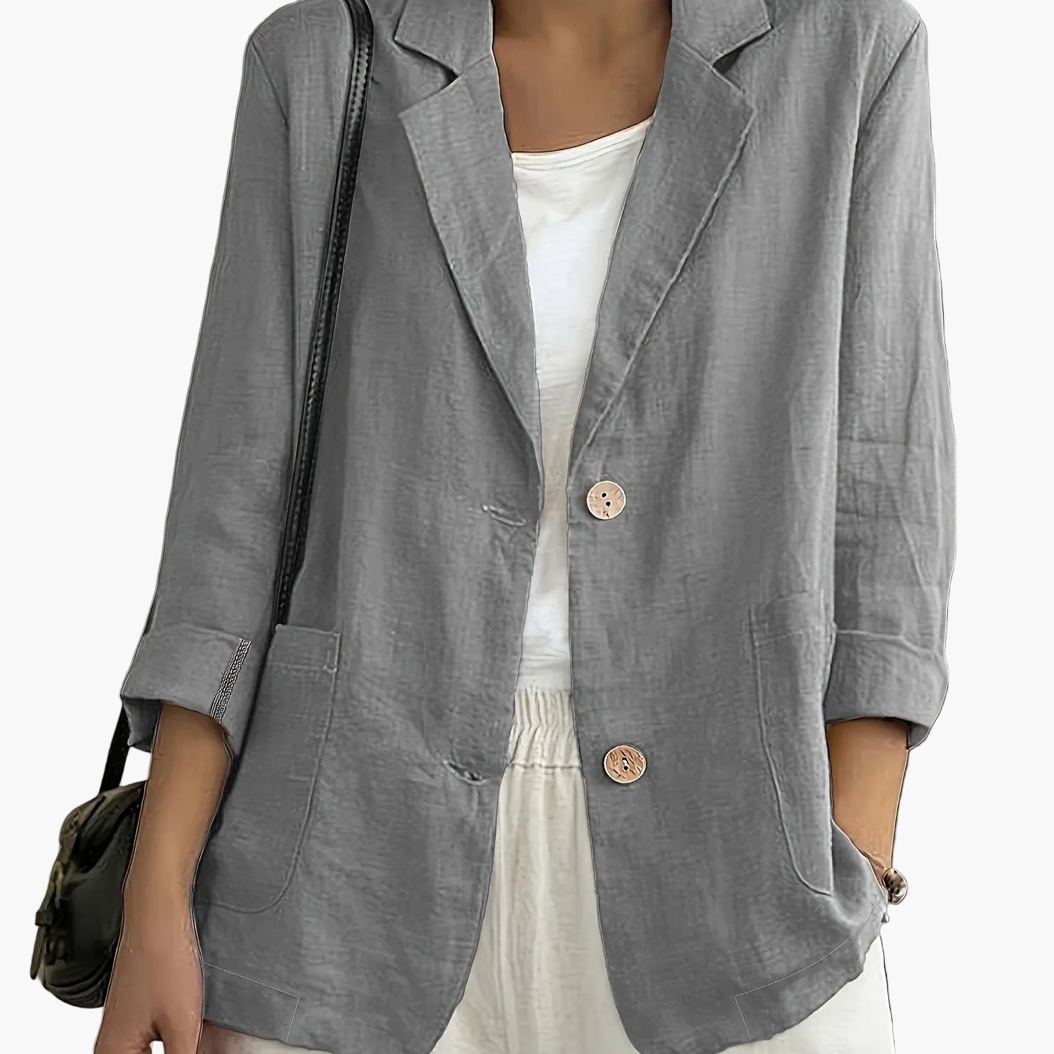 Women's loose-fit blazer with two buttons and roll-up sleeves