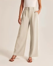 Women's wide-leg trousers with a high waist, smart-casual style