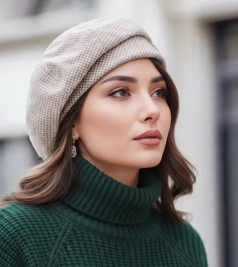 Women's French style beret in taupe