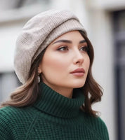 Women's French style beret in taupe