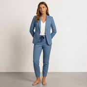 Women's blazer and trousers set with drawstring waist