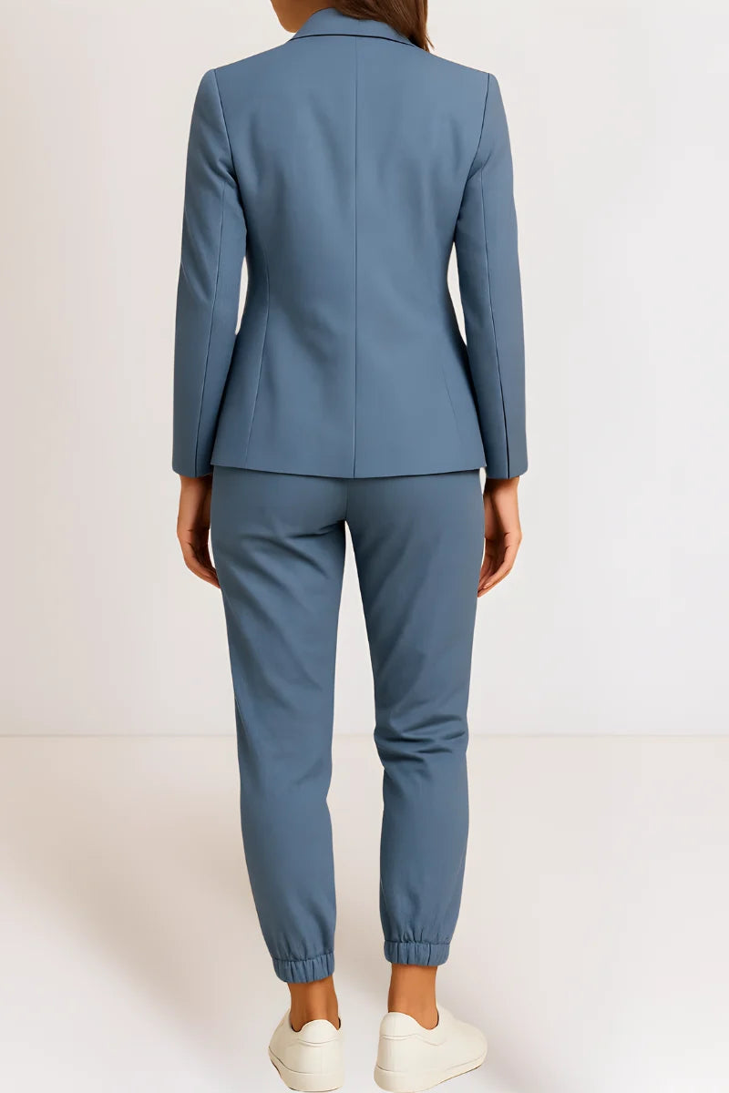 Women's blazer and trousers set with drawstring waist
