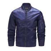Men's bomber jacket with windproof shell and zip sleeve pocket in navy
