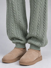 Women's cable knit co-ord set with zip cardigan and joggers