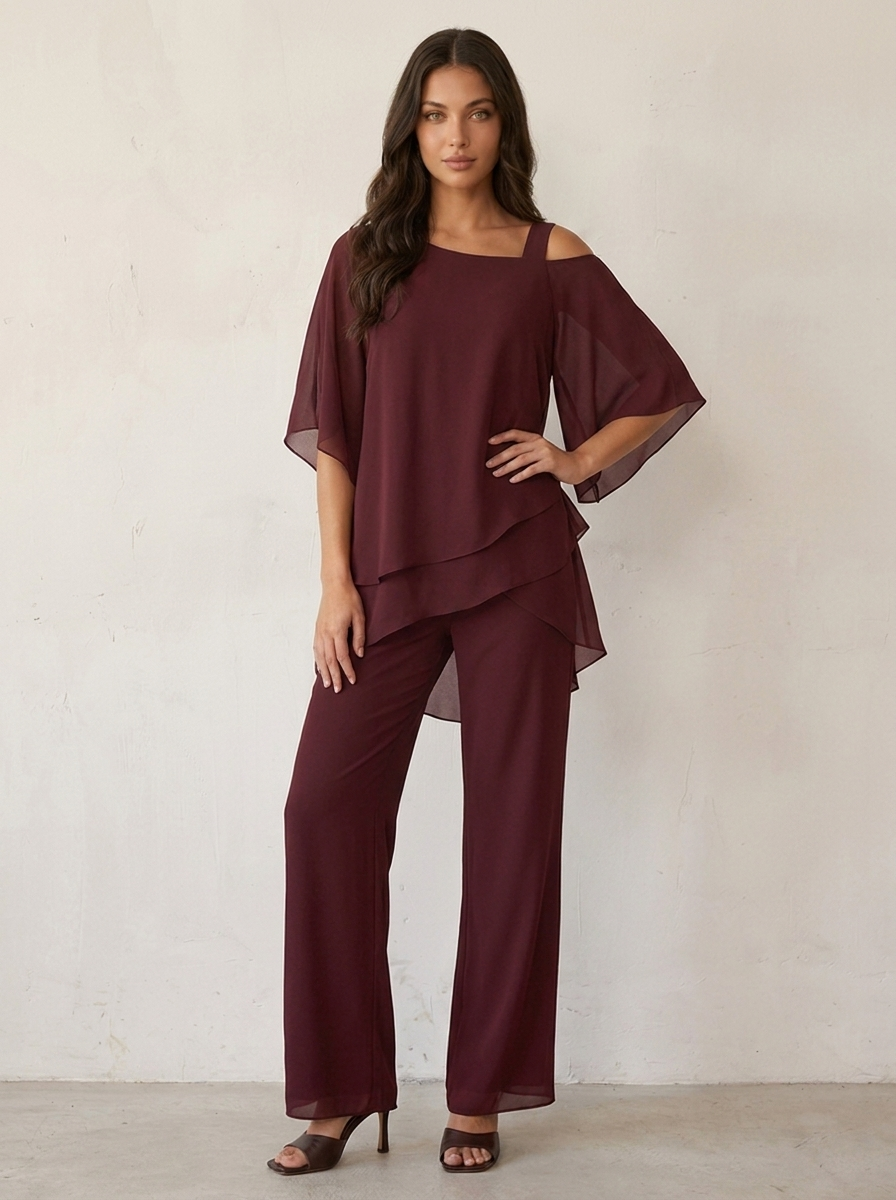 Dames Chiffon Set – Elegante 2-Delige Pasvorm met Luchtige Uitstraling - AIDA LENA