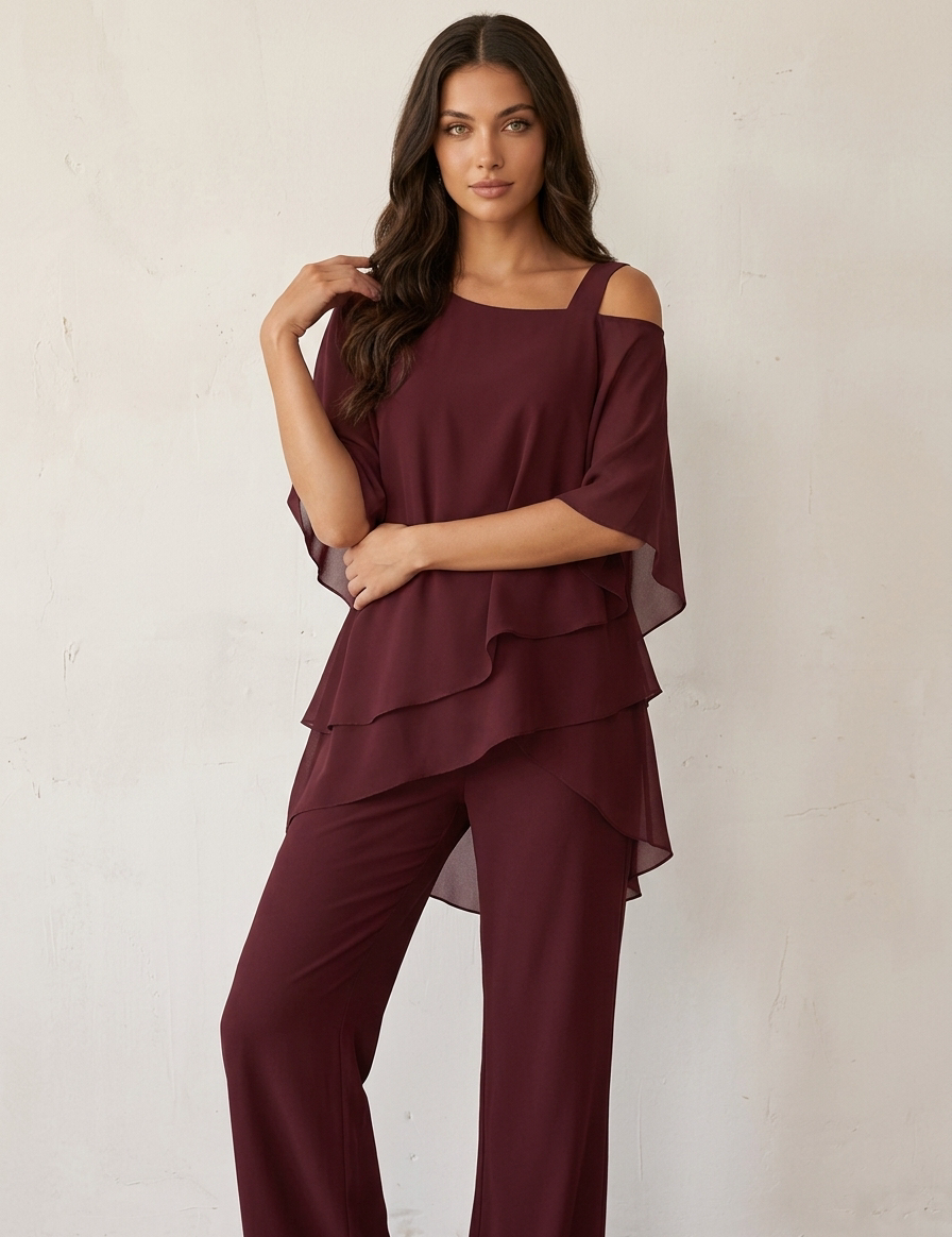 Dames Chiffon Set – Elegante 2-Delige Pasvorm met Luchtige Uitstraling - AIDA LENA