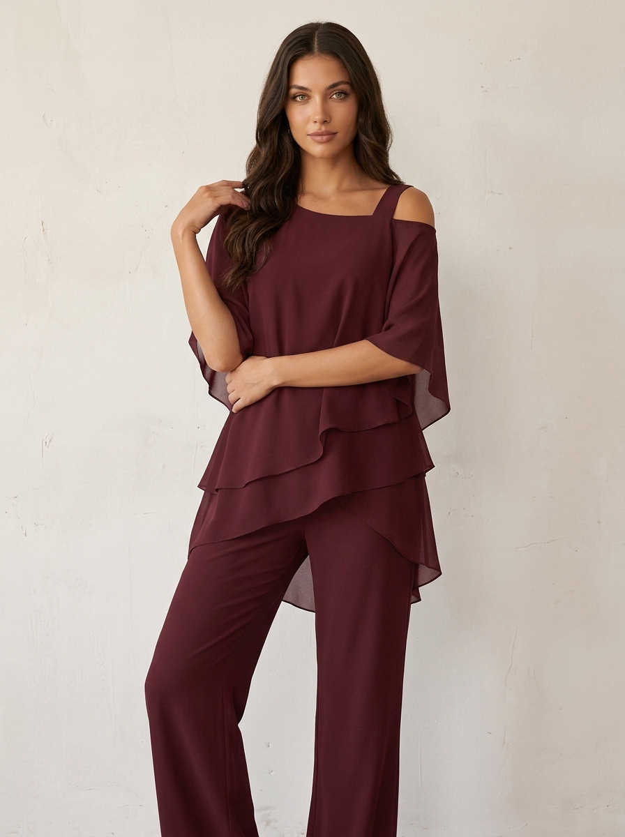 Dames Chiffon Set – Elegante 2-Delige Pasvorm met Luchtige Uitstraling - AIDA LENA