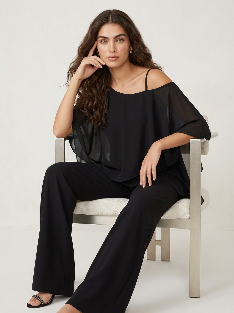 Dames Chiffon Set – Elegante 2-Delige Pasvorm met Luchtige Uitstraling - AIDA LENA