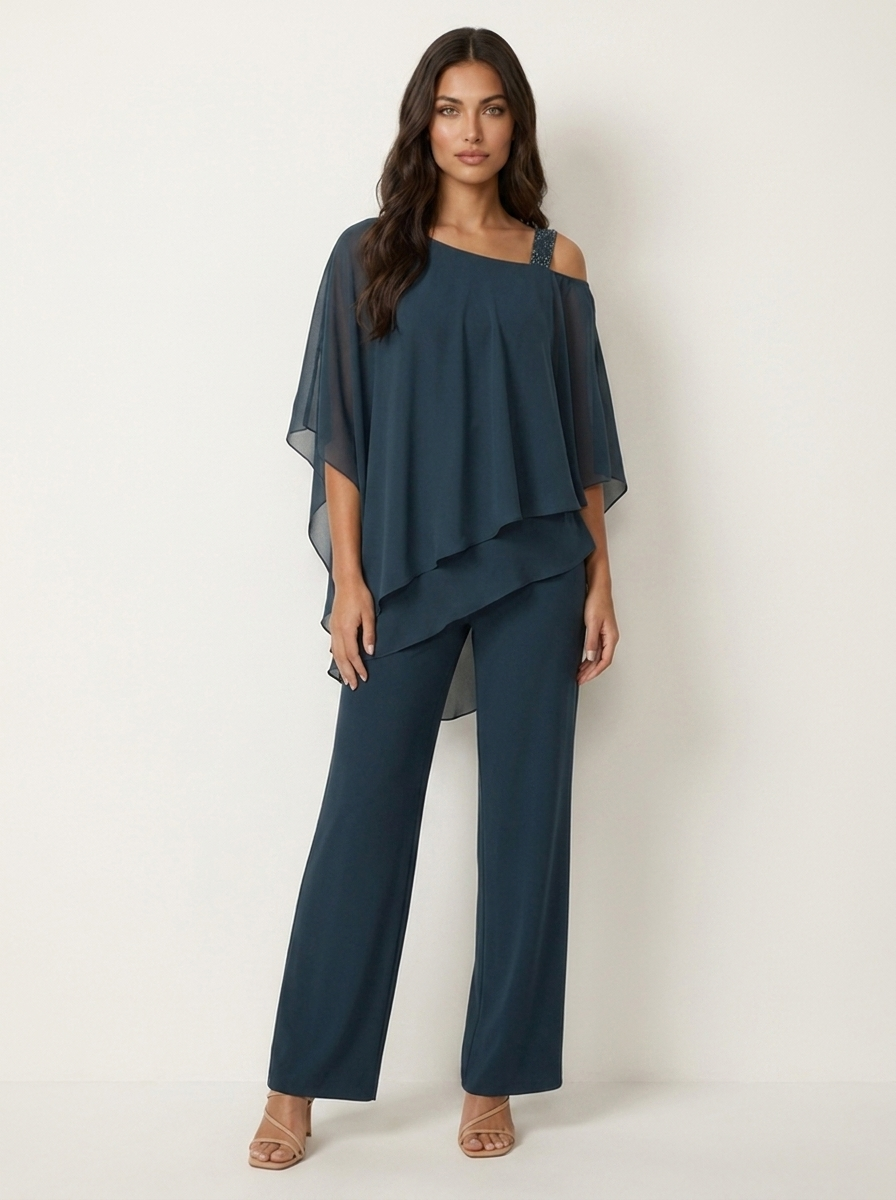 Dames Chiffon Set – Elegante 2-Delige Pasvorm met Luchtige Uitstraling - AIDA LENA