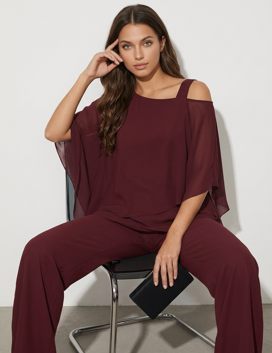 Dames Chiffon Set – Elegante 2-Delige Pasvorm met Luchtige Uitstraling - AIDA LENA