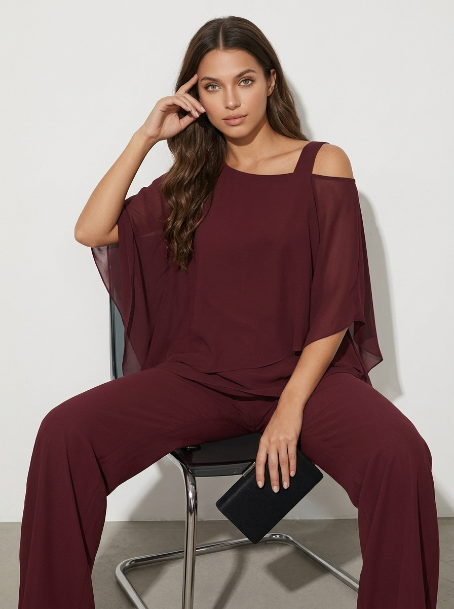 Dames Chiffon Set – Elegante 2-Delige Pasvorm met Luchtige Uitstraling - AIDA LENA