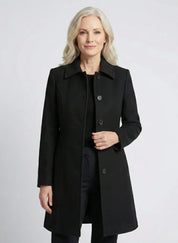Women's fit and flare coat with button front