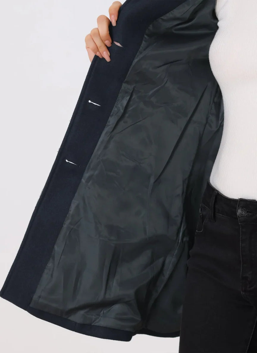 Women's fit and flare coat with button front