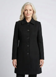 Fit and flare coat for women with button front