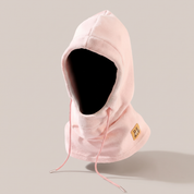 A pink knitted hooded hat