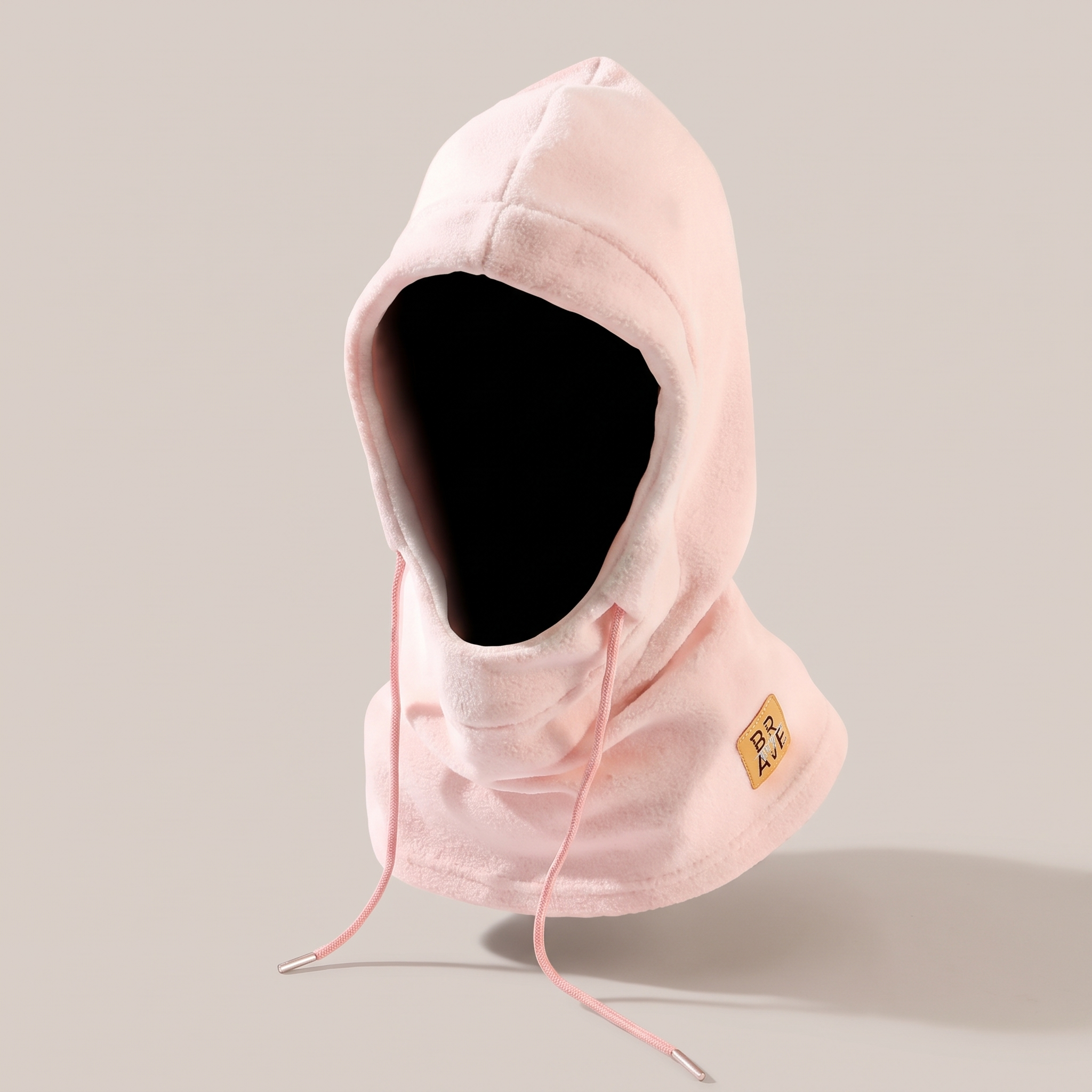 A pink knitted hooded hat