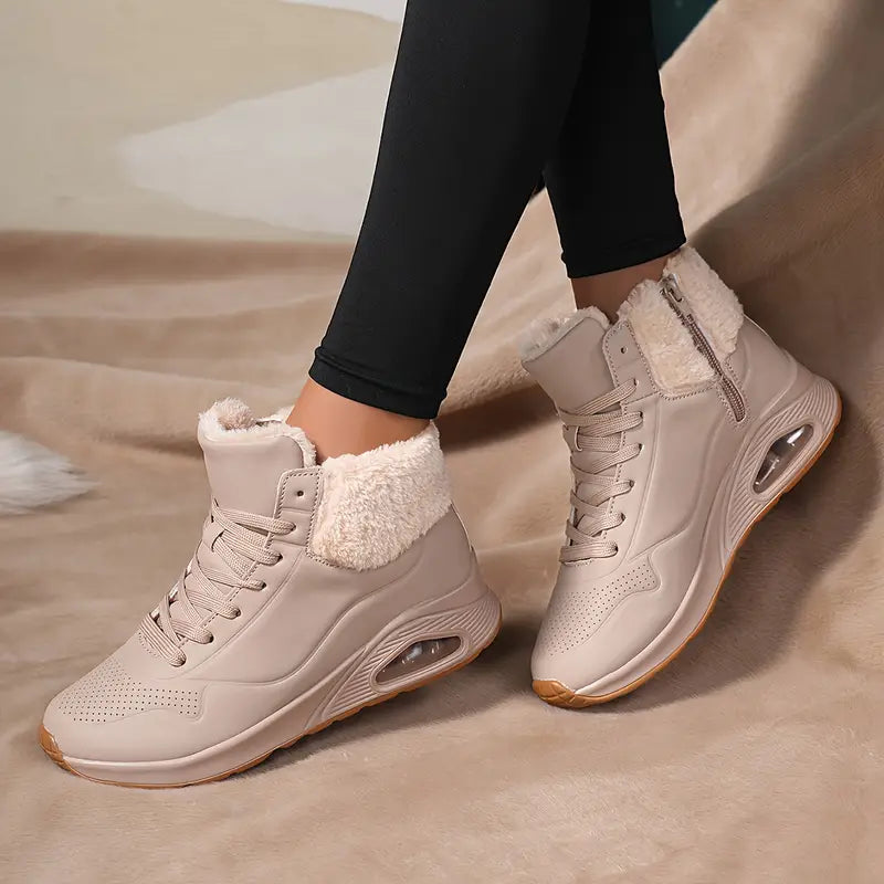 Women's high-top trainers with air sole and wide toe box in beige