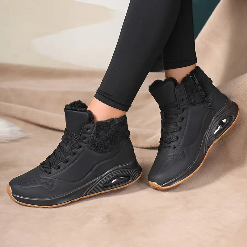 Women's high-top trainers with air sole and wide toe box in black