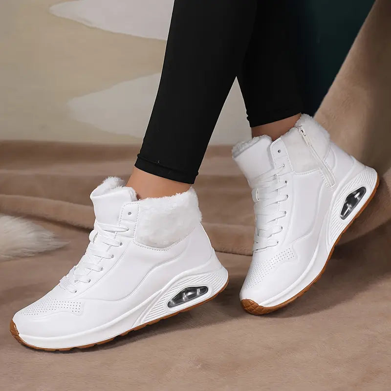 Women's high-top trainers with air sole and wide toe box in white