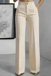 Women's high waist stretch trousers in beige