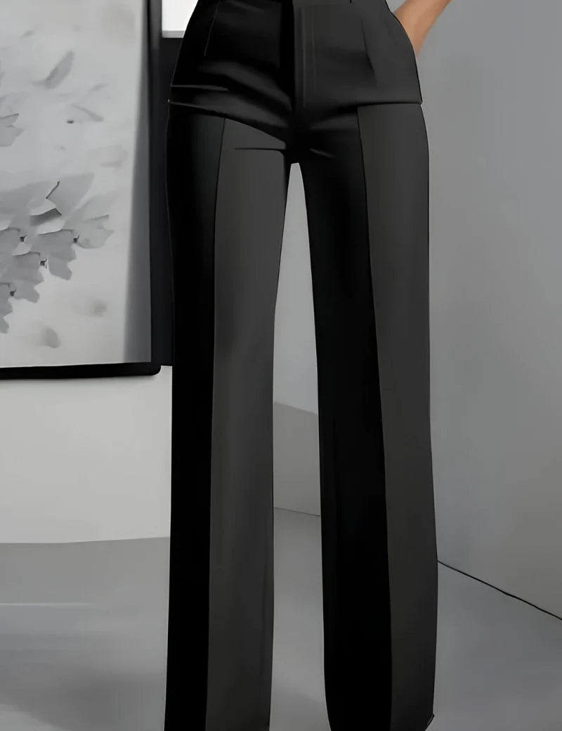 Women's high waist stretch trousers in black