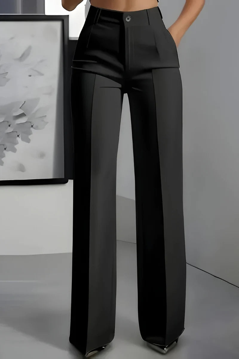 Women's high waist stretch trousers in black