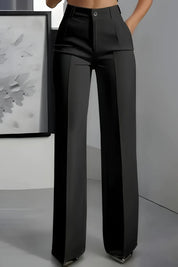 Women's high waist stretch trousers in black