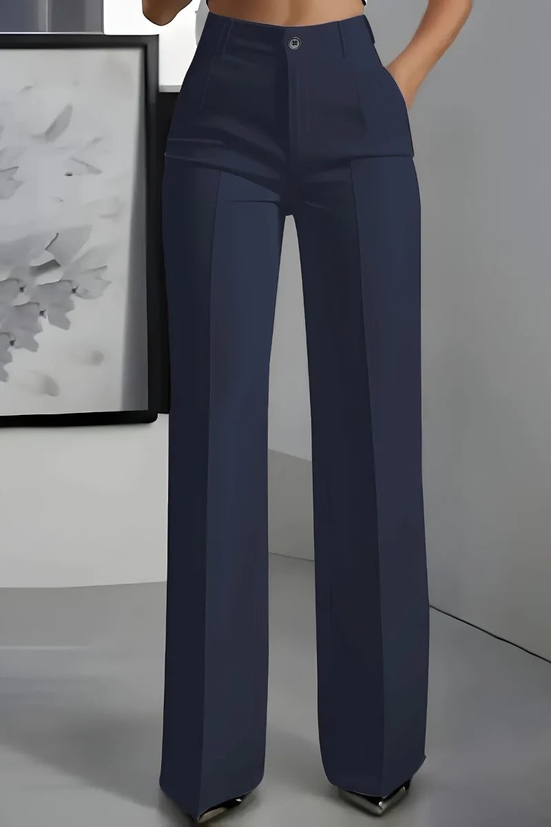 Women's high waist stretch trousers in blue