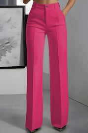 Women's high waist stretch trousers in fuchsia