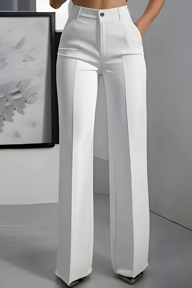 Women's high waist stretch trousers in white