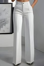 Women's high waist stretch trousers in white