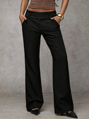 High waist trousers for women with loose straight leg