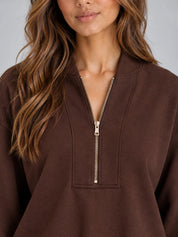Women's knit co-ord set with half zip jumper and wide leg trousers