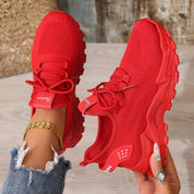 Women's knit trainers with chunky sole and wide toe box