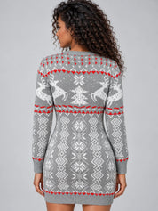 Women's knitted Christmas jumper dress with reindeer pattern
