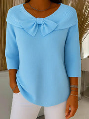 Knitted jumper for women with bow detail