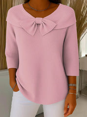 Women's knitted jumper with bow detail in pink